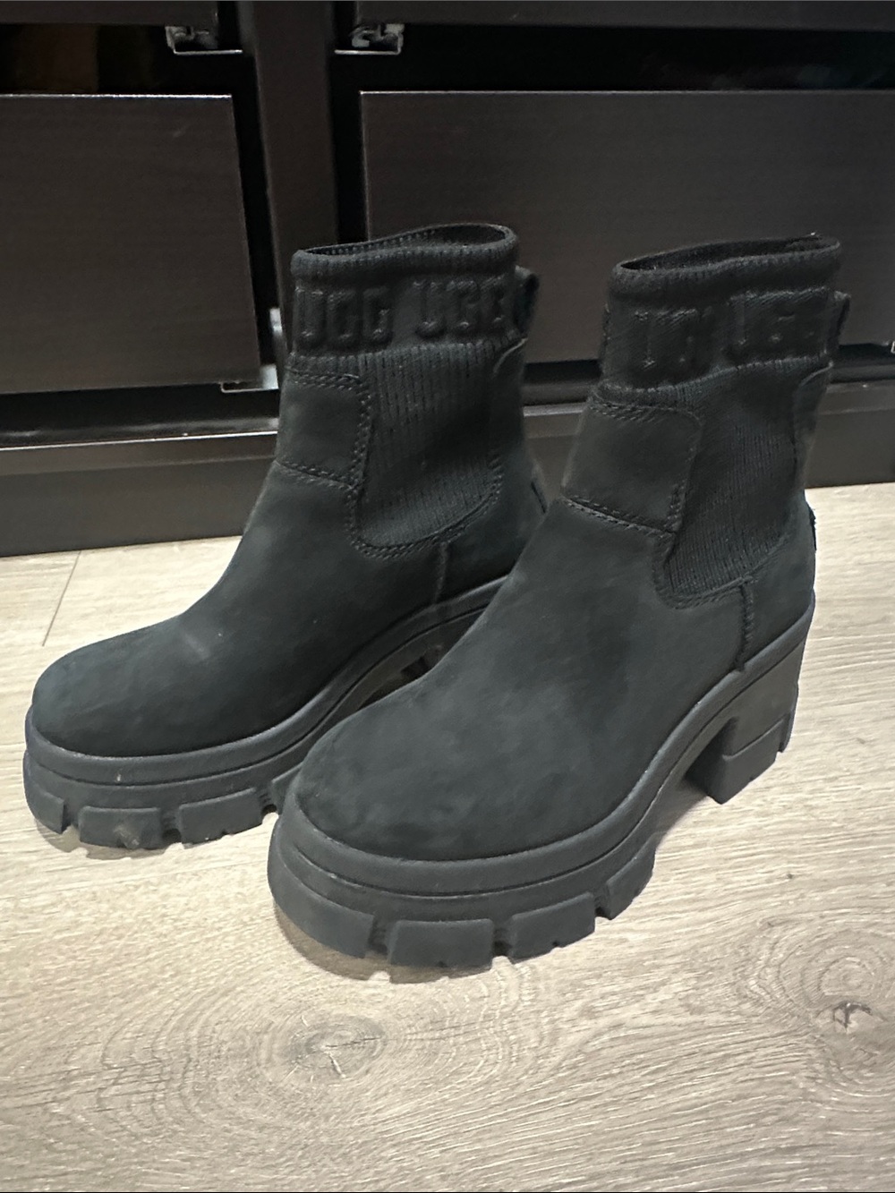 UGG Black Lace-Up Chunky Platform Ankle Boots